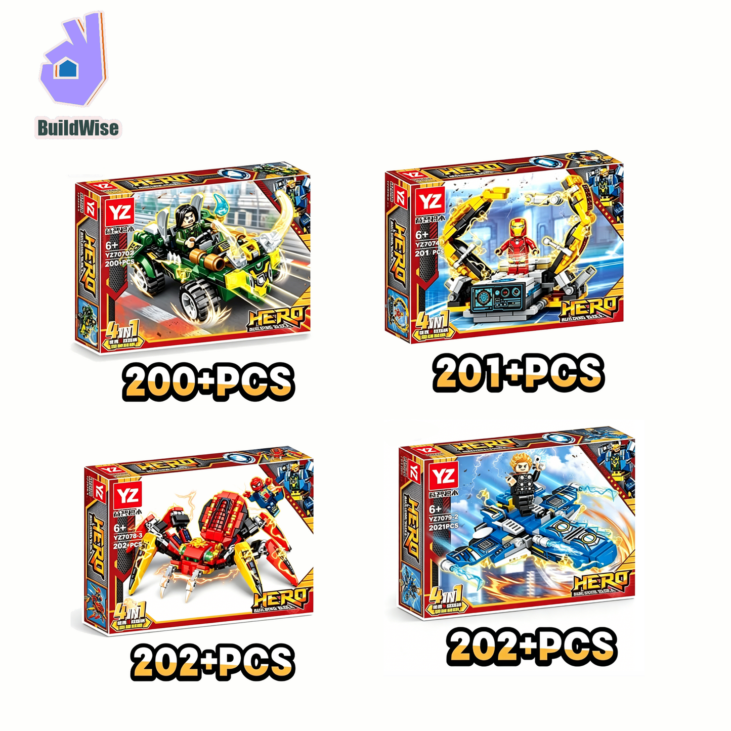 8 Boxes 4 Styles Mecha Building Blocks Set