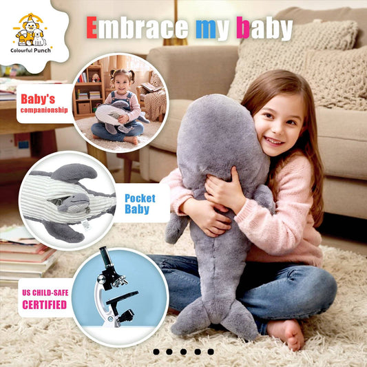 Gray Whale Plush Toy with Mini Whale Keychain