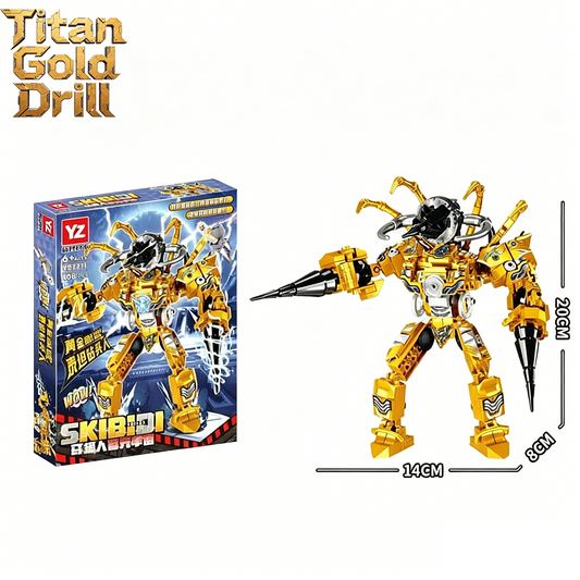 Golden Futuristic Mecha Building Block Set, 408PCS Articulated Robot