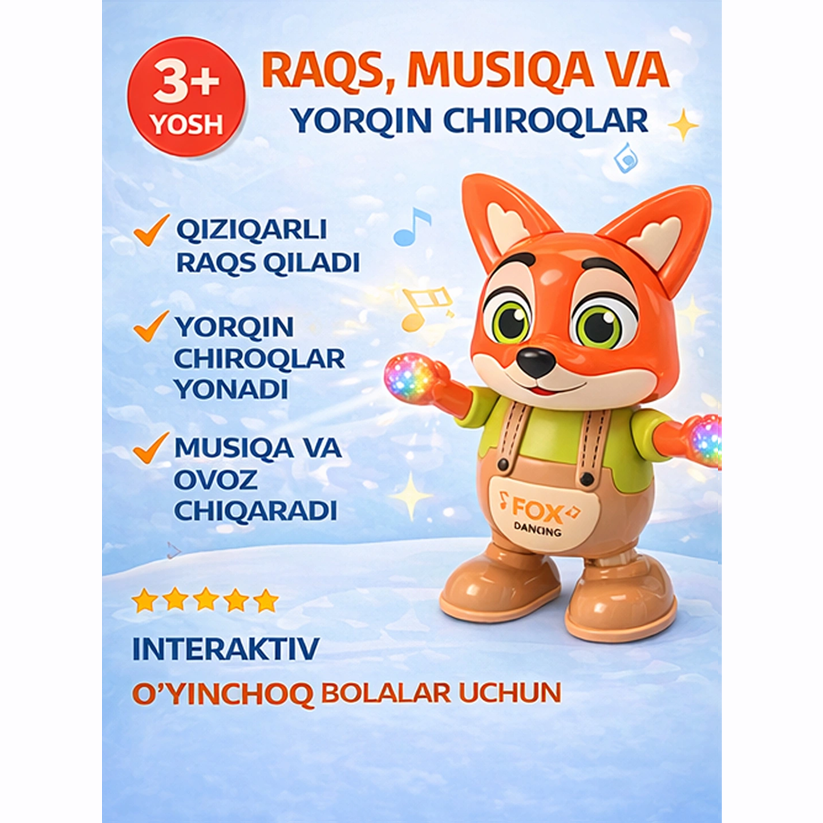 Dancing Fox Toy with Lights & Music