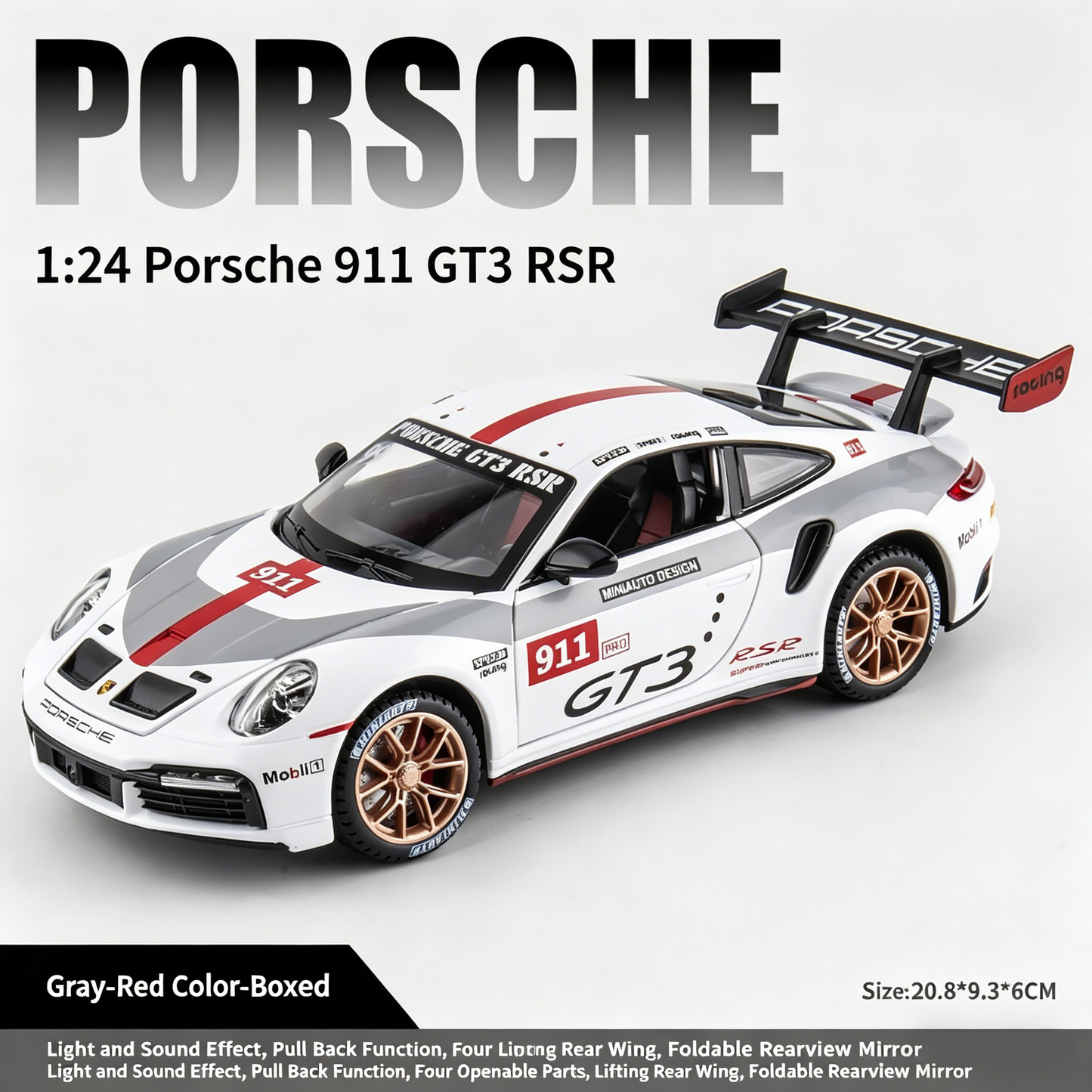 1:24 Scale Alloy Race Car Model with Light & Sound