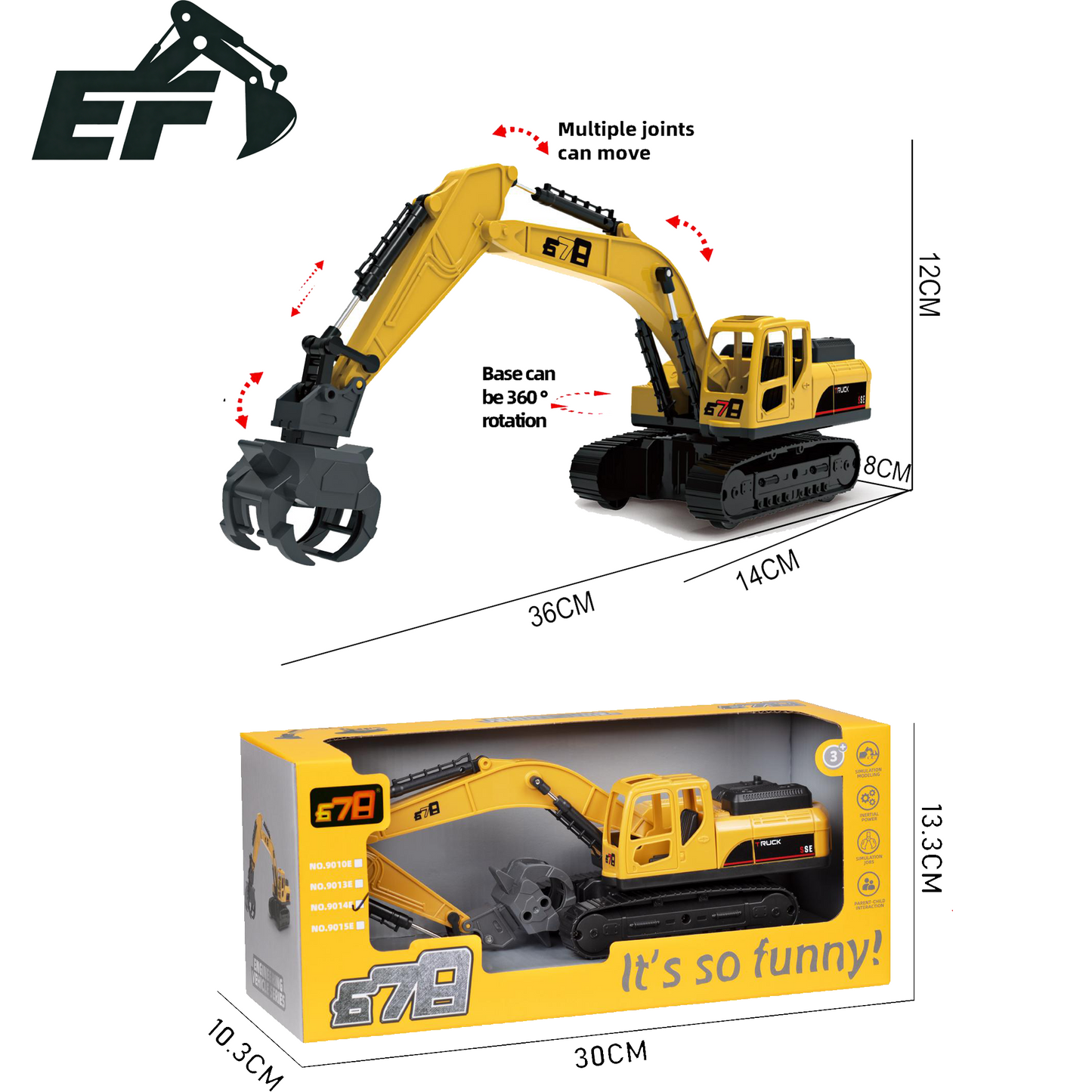 9014E-Inertial Grapple Excavator Toy Truck