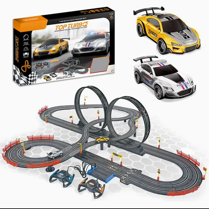 Top Turbo Dual Loop Slot Car Racing Track Set