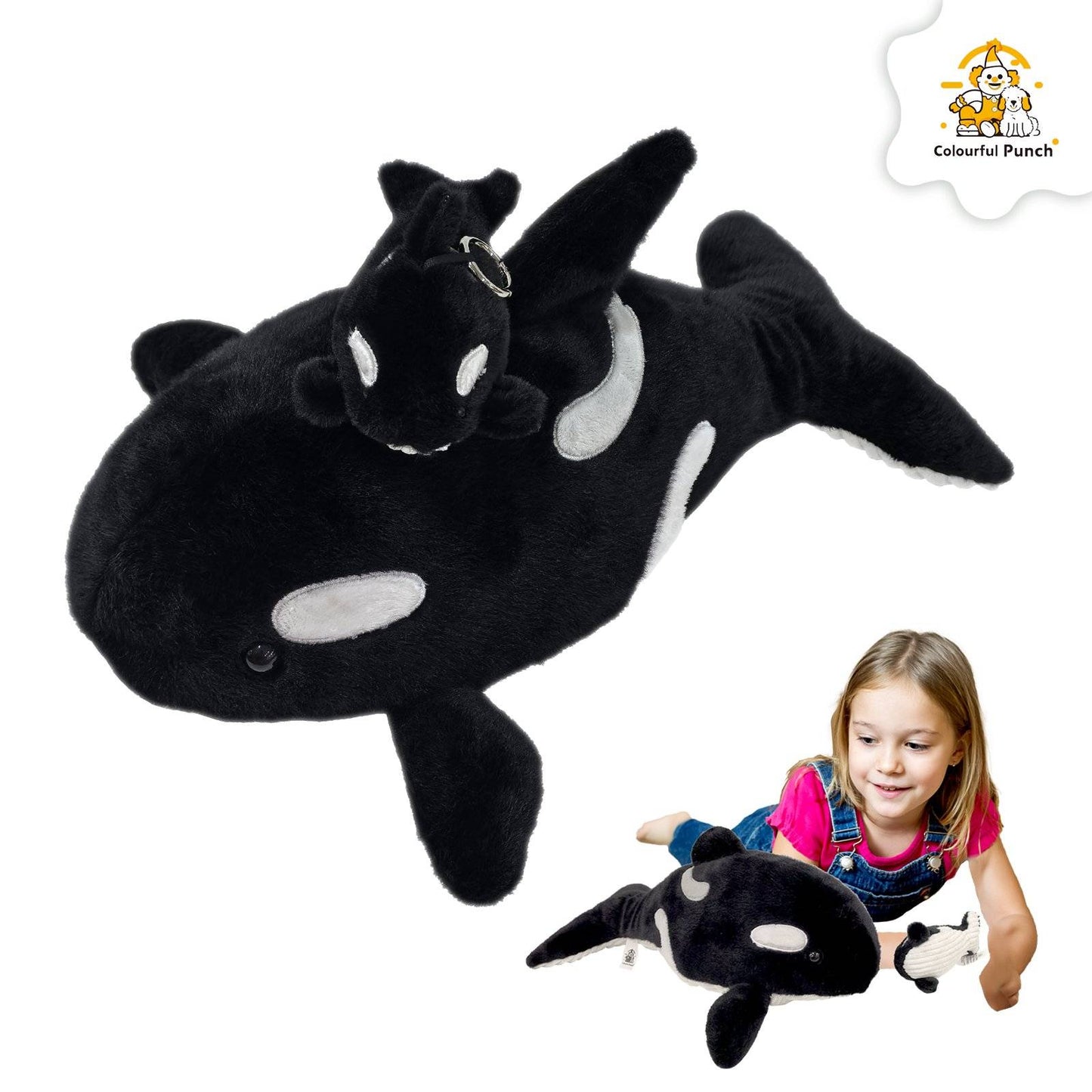 Orca Plush Toy with Mini Orca Keychain