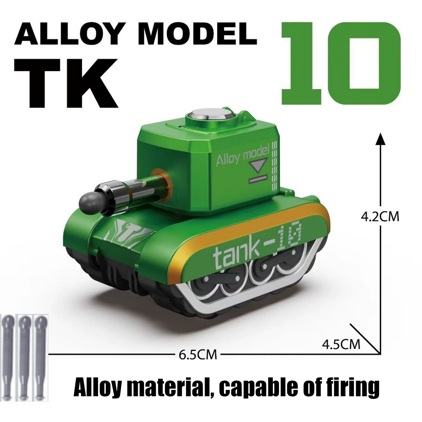 Alloy Pull-Back Tank Toy, Firing Bullet Shooting Tank for Kids