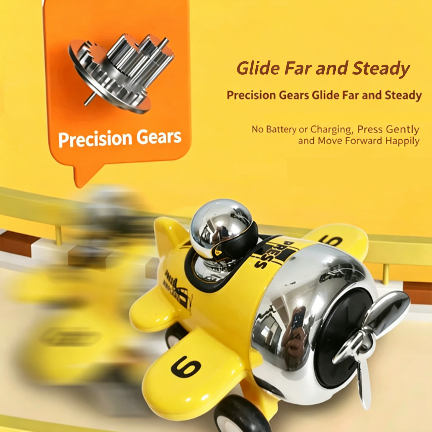 4PCS Press & Go Toy Airplanes, Friction-Powered Fighter Planes for Kids