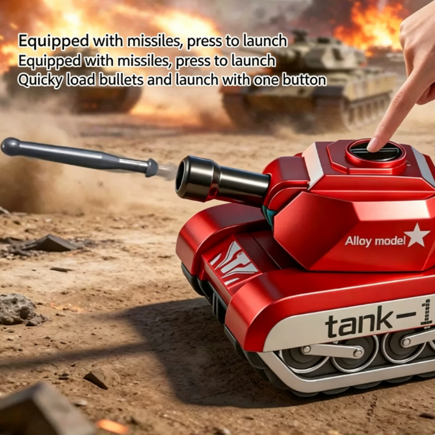 Alloy Pull-Back Tank Toy, Firing Bullet Shooting Tank for Kids