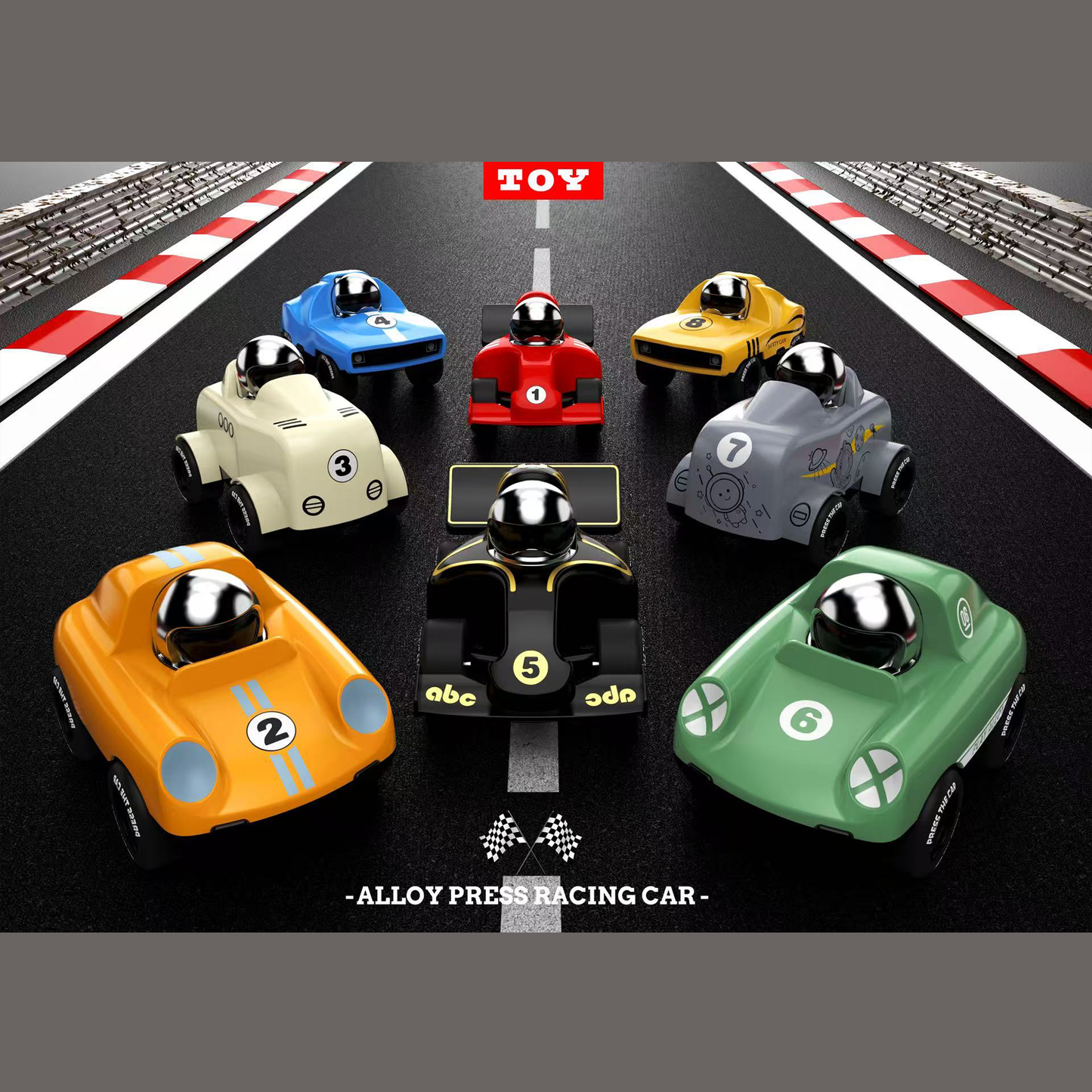 Alloy Press & Go Racing Cars, Friction-Powered Toy Vehicles for Kids