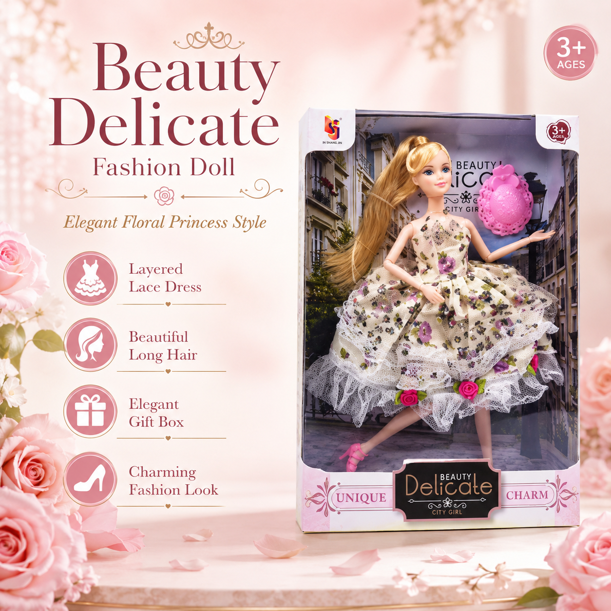 Beauty Delicate Floral Princess Fashion Doll