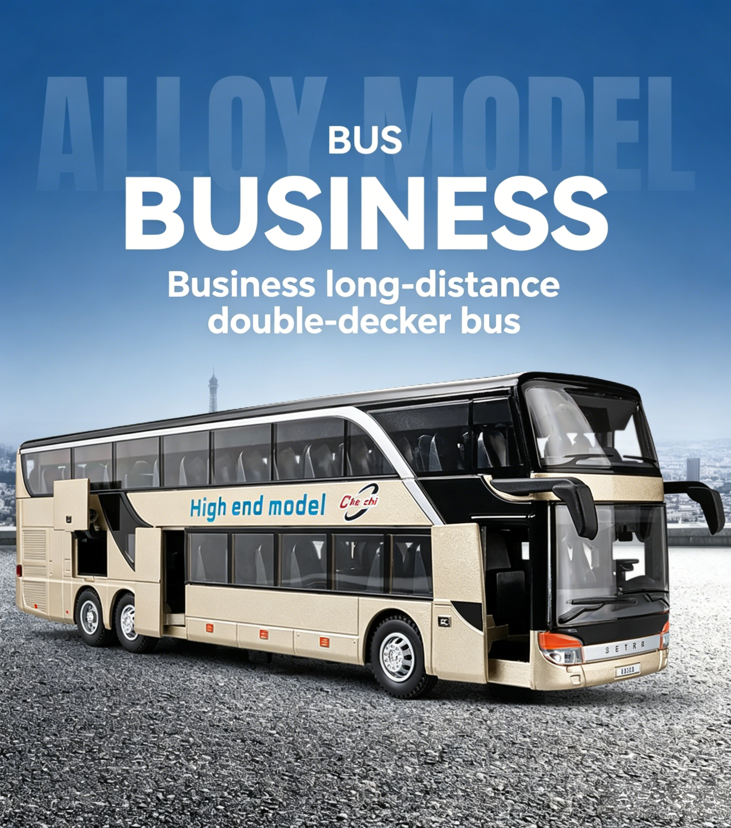 1:30 Alloy Double-Decker Bus Model with Light & Sound