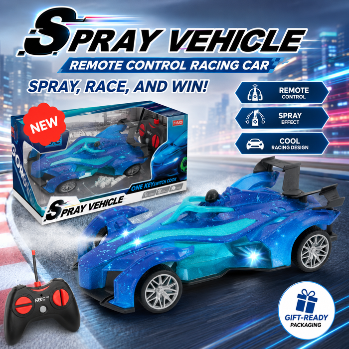 Remote Control Spray Racing Car – Blue Glitter-Style RC Vehicle with Spray Effect