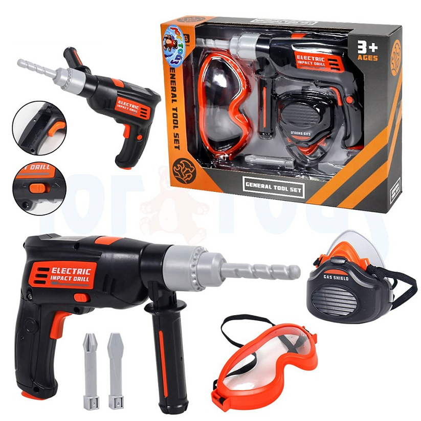 Kids Electric Impact Drill Tool Playset with Safety Gear