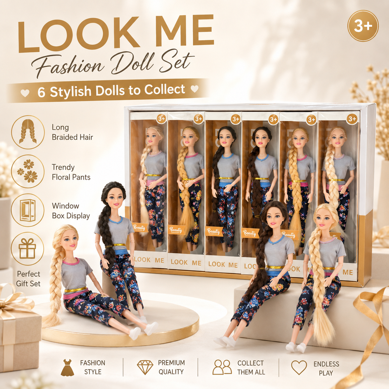 LOOK ME Fashion Doll Set – 6 Collectible Casual Outfit Dolls