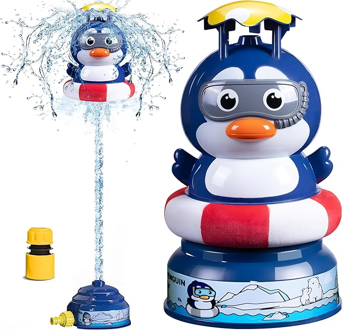 Penguin Water Sprinkler & Rocket Launcher Toy for Kids