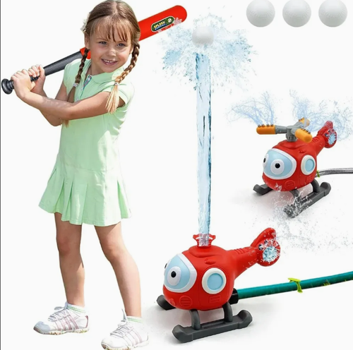 2-in-1 Helicopter Sprinkler & Splash Baseball Toy