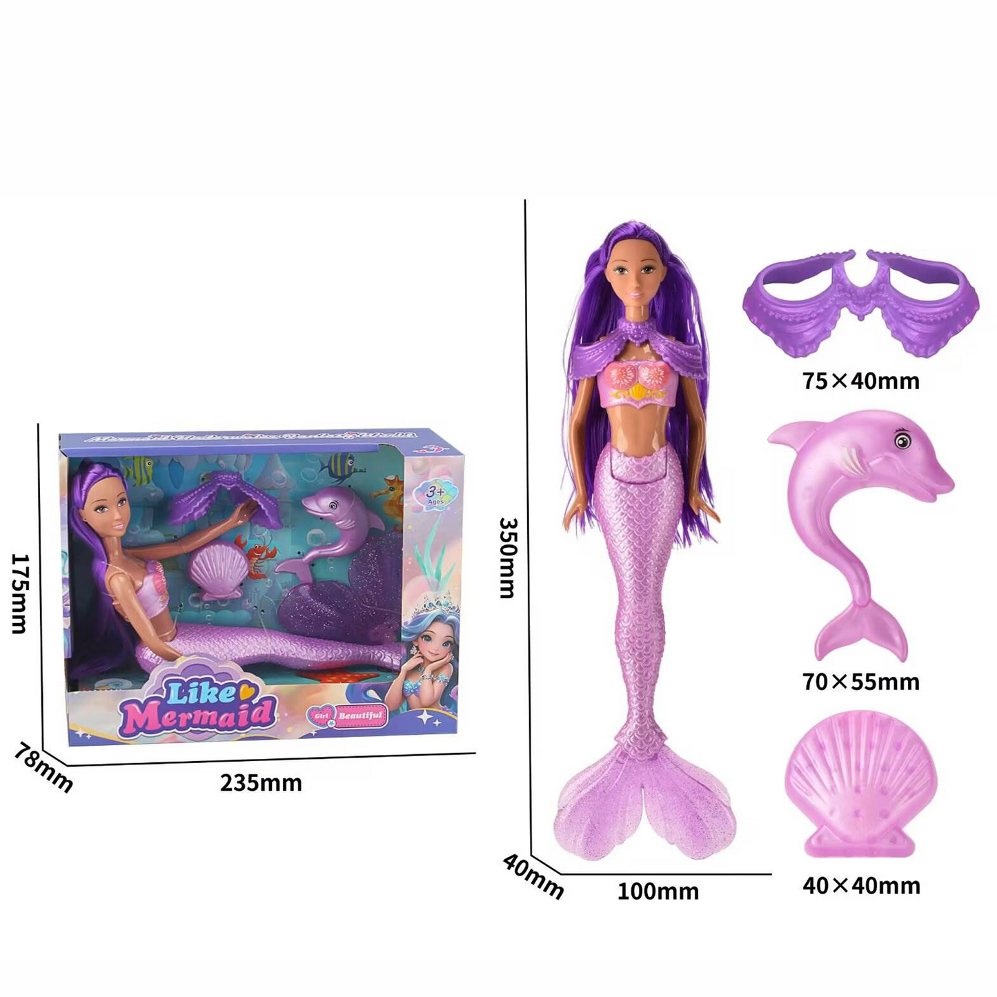 14" Mermaid Princess Doll Playset