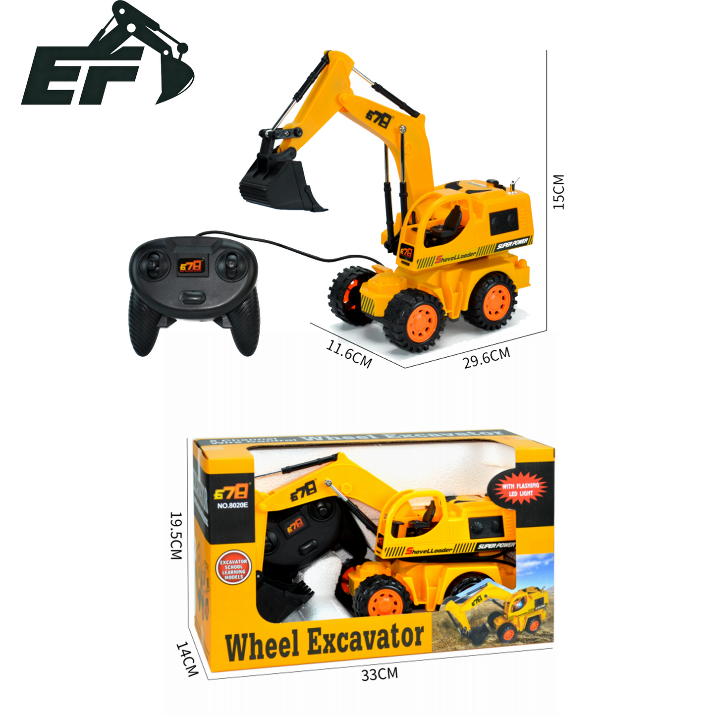 8020E-Wired Remote Control Wheel Excavator Toy