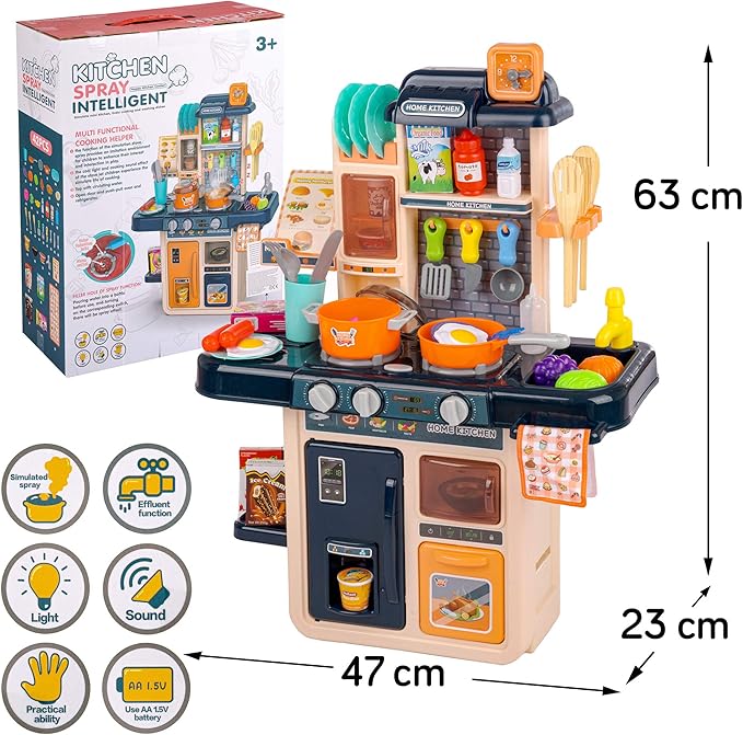 Kids Pretend Play Kitchen Toy Set with Spray & Lights