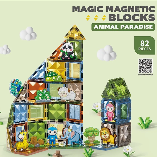 Animal Paradise Magnetic Tiles Building Blocks Set