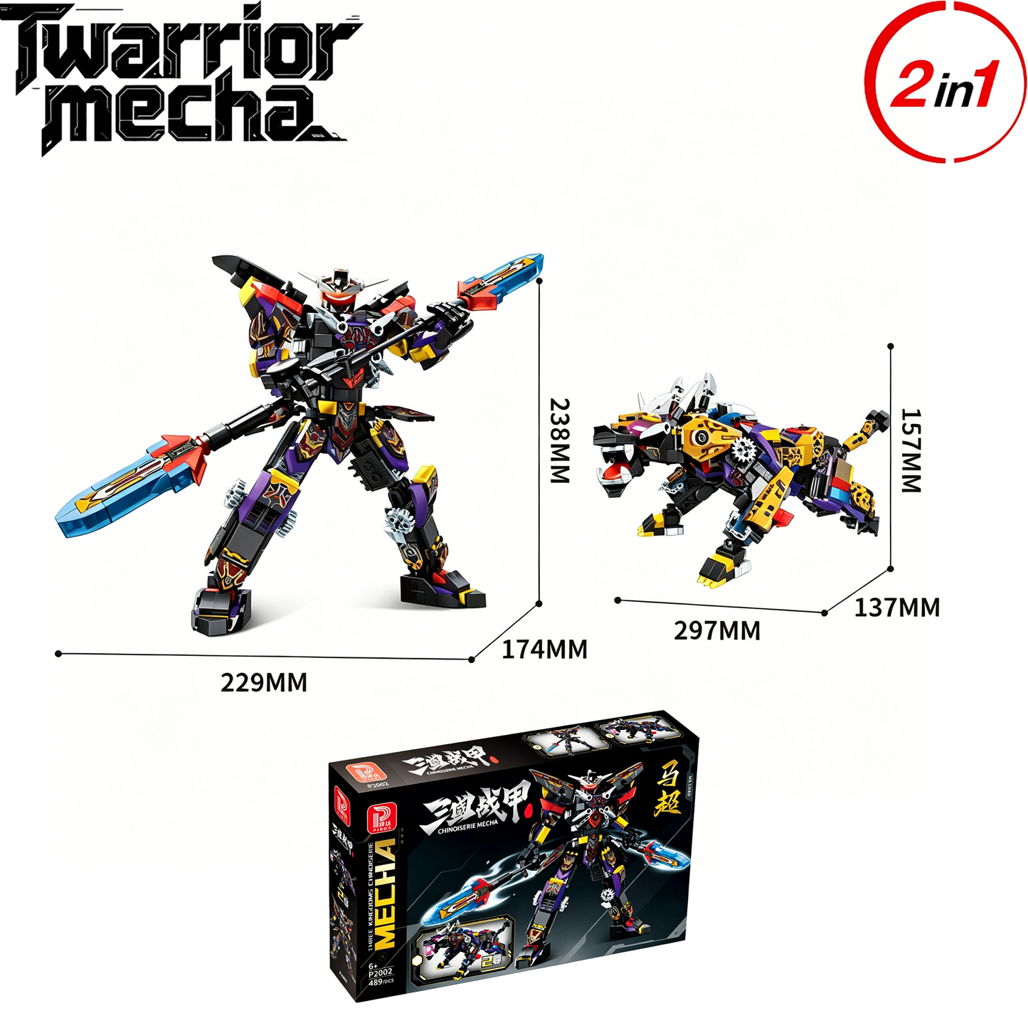 2-in-1 Transforming Mecha & Beast Building Blocks