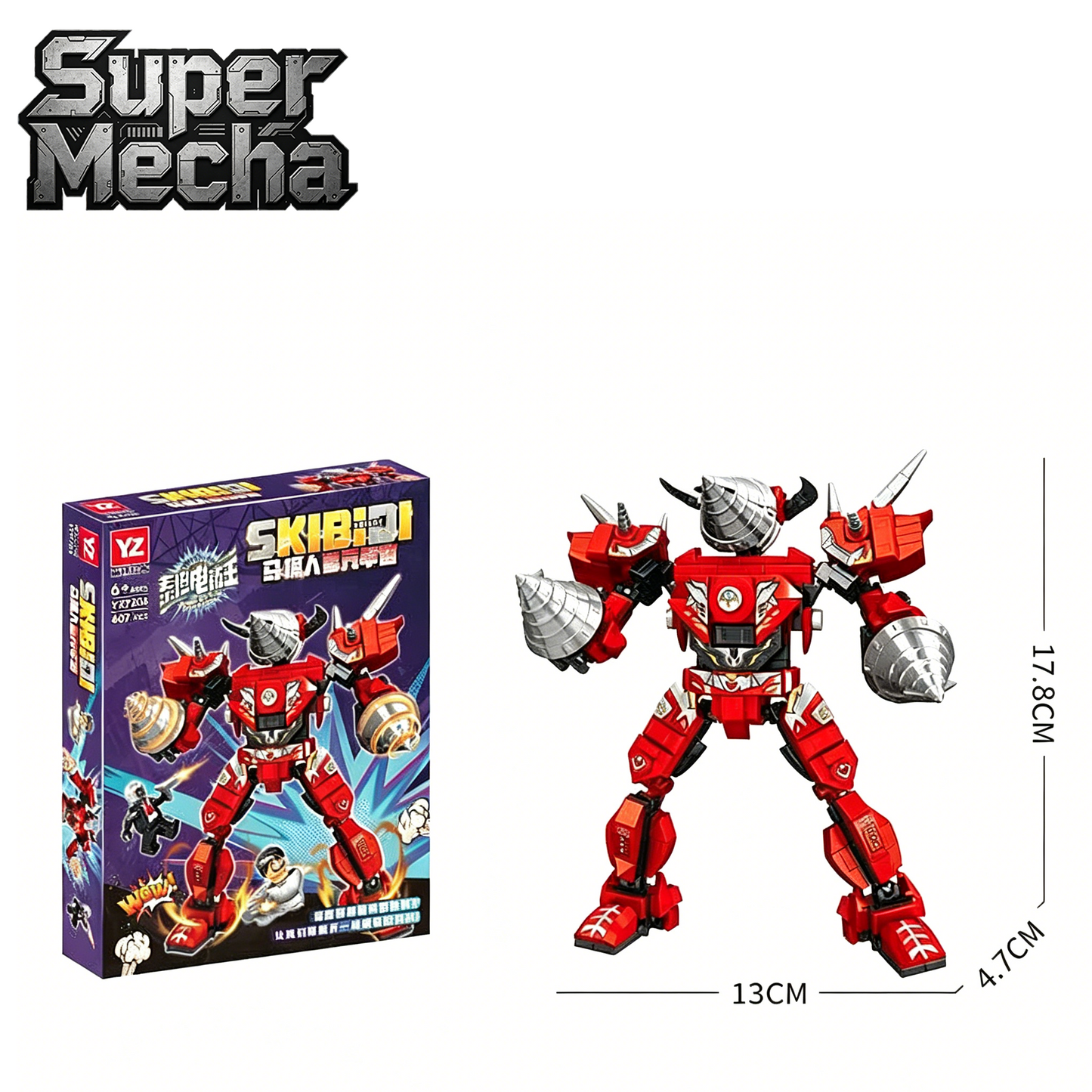 Super Mecha Building Blocks Set, STEM Toy with Minifigures
