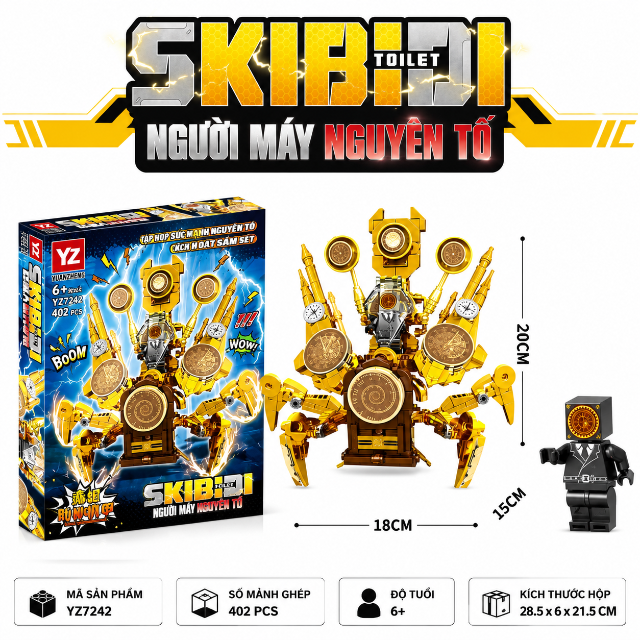 Skibidi Toilet Titan Clock Man Building Blocks