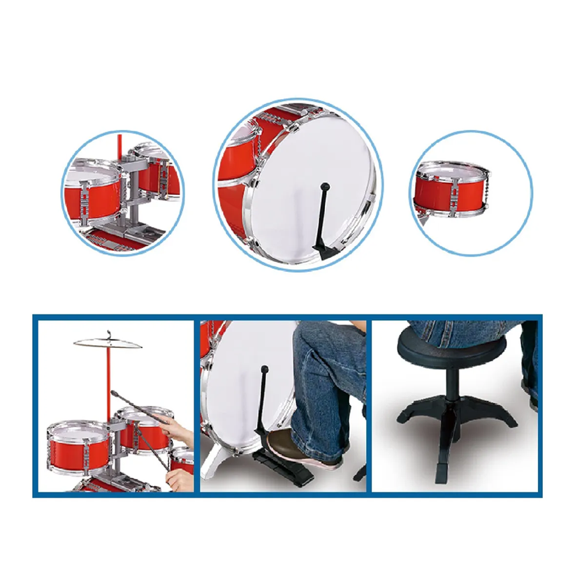 Kids Jazz Drum Set with Stool & Drumsticks