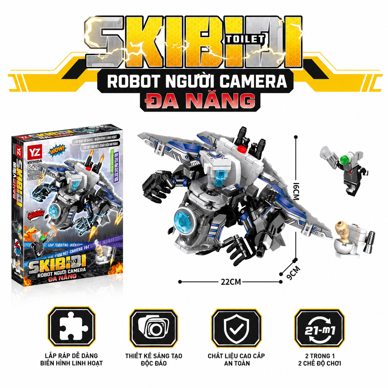 Skibidi Toilet Titan Camera Man Jetpack Building Blocks