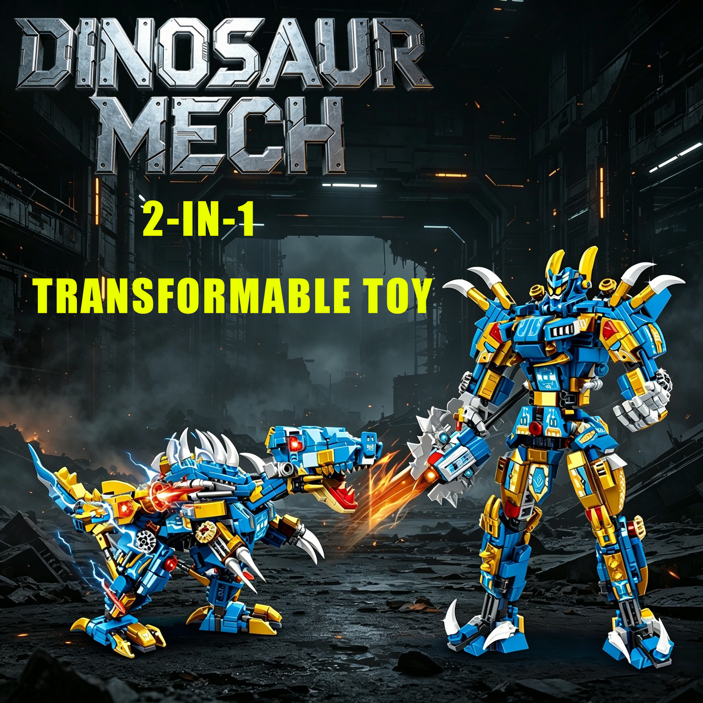 2-in-1 Spinosaurus Mecha Building Blocks, STEM Toy for Kids