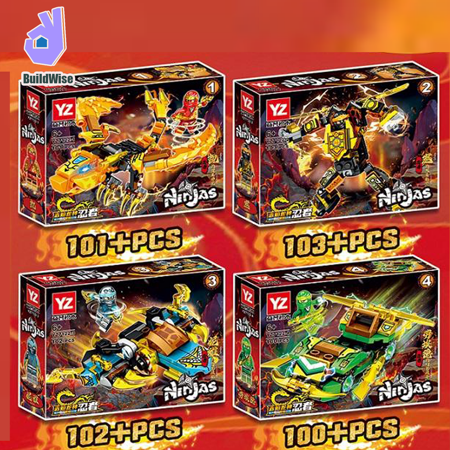 Ninja Dragon 8 Boxes Building Blocks Set