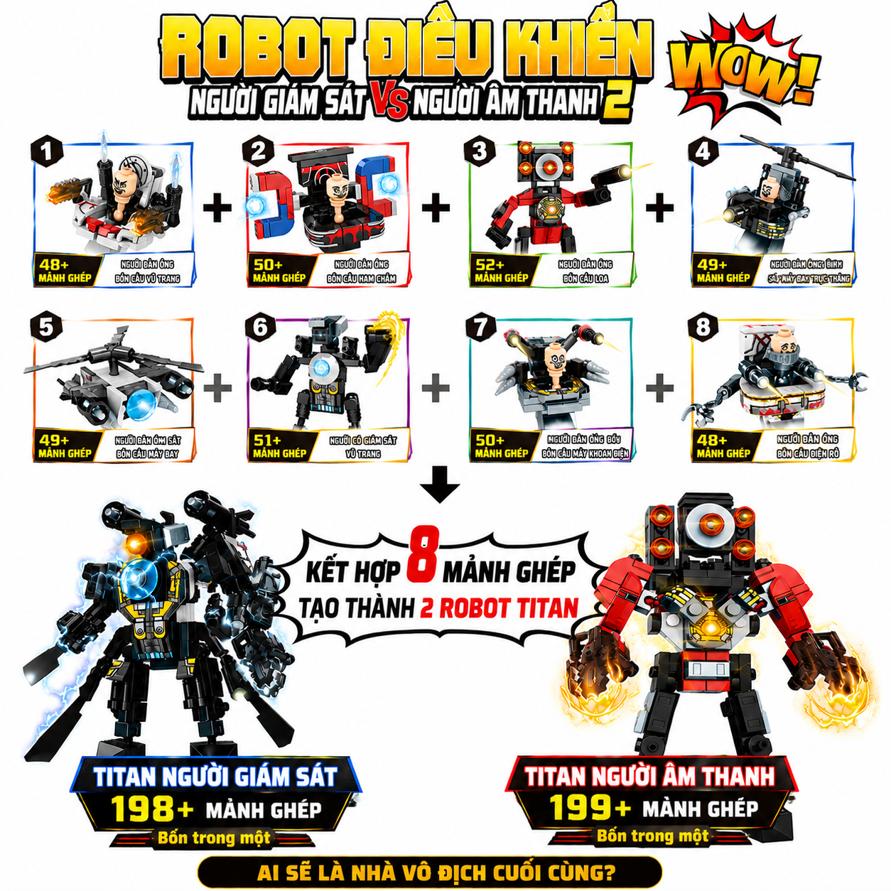 Skibidi Toilet Titan Mech Building Blocks Set-8pcs