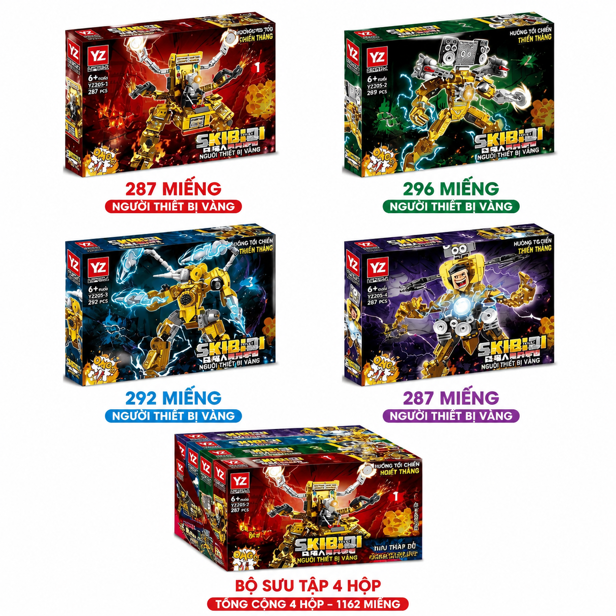 Skibidi Toilet Gold Titan Mech Building Blocks Set-4Pcs