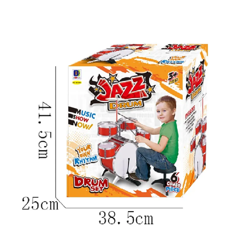 Kids Jazz Drum Set with Stool & Drumsticks