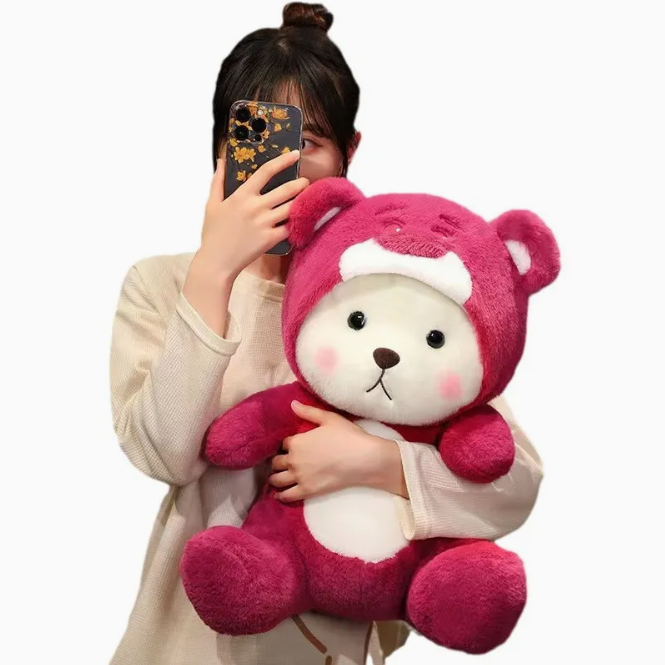 Reversible Strawberry Bear Plush Toy