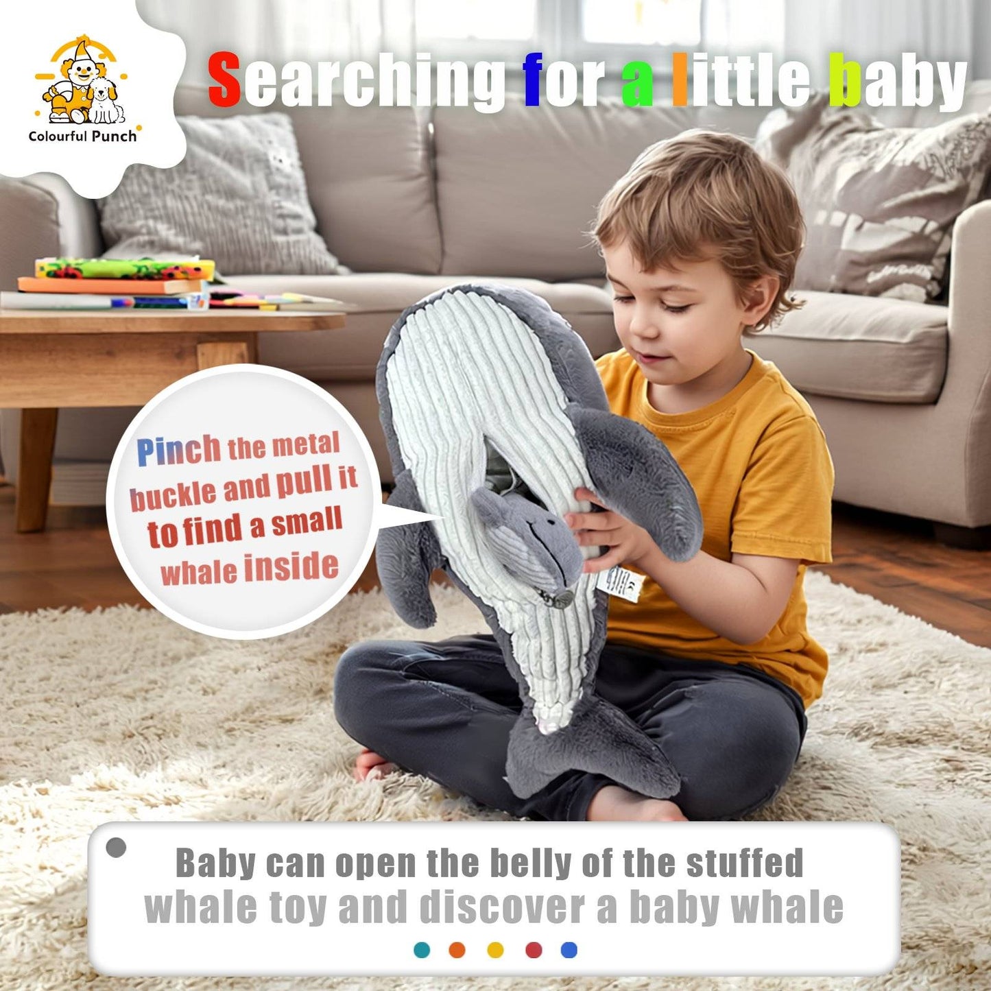 Gray Whale Plush Toy with Mini Whale Keychain