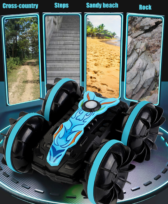 Amphibious RC Stunt Car - Waterproof 4WD Double-Sided Flip Toy