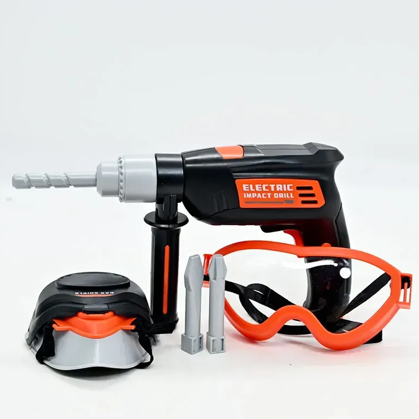 Kids Electric Impact Drill Tool Playset with Safety Gear