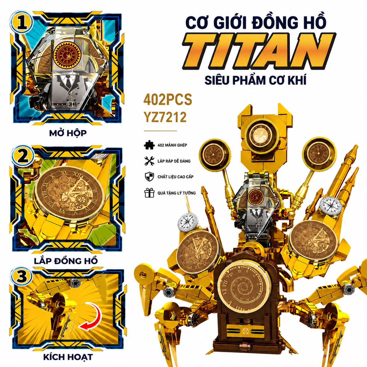 Skibidi Toilet Titan Clock Man Building Blocks