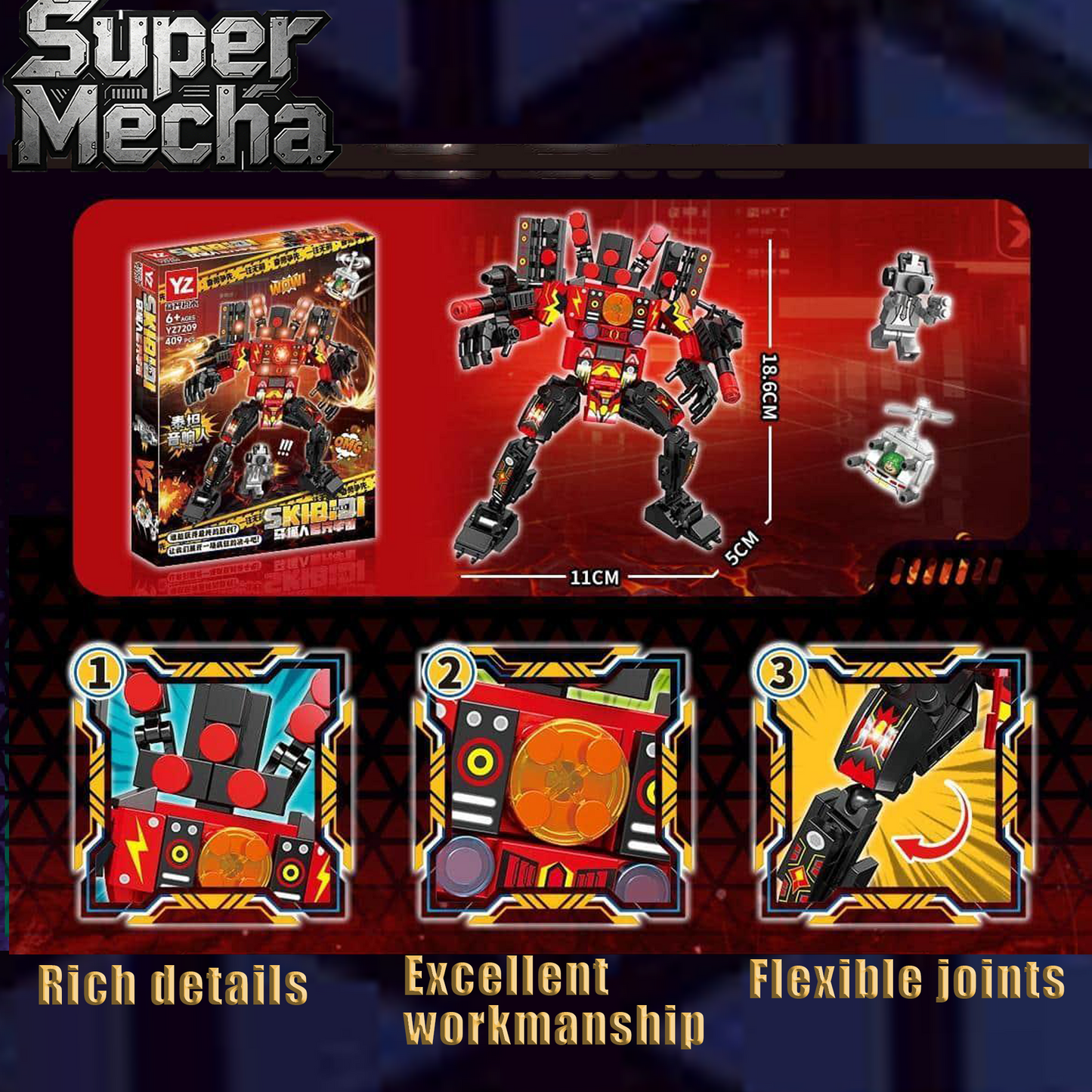 Super Mecha Building Blocks, STEM Toy with Minifigures