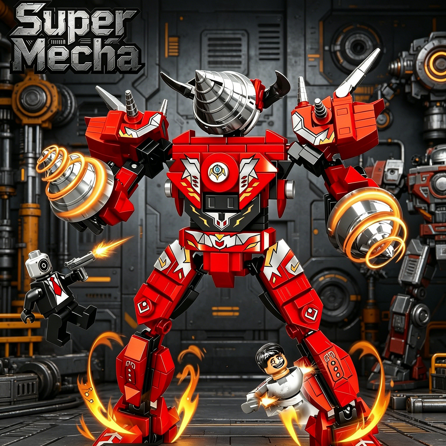 Super Mecha Building Blocks Set, STEM Toy with Minifigures
