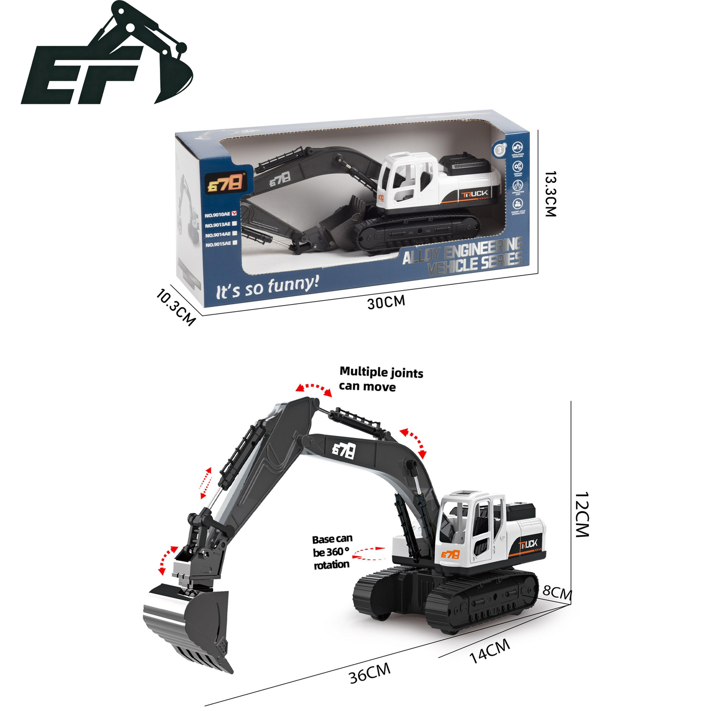 9010AE-รถบรรทุกของเล่นรถขุดโลหะแบบเฉื่อย