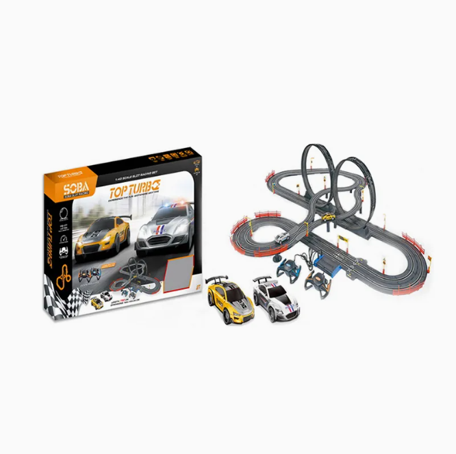 Top Turbo Dual Loop Slot Car Racing Track Set