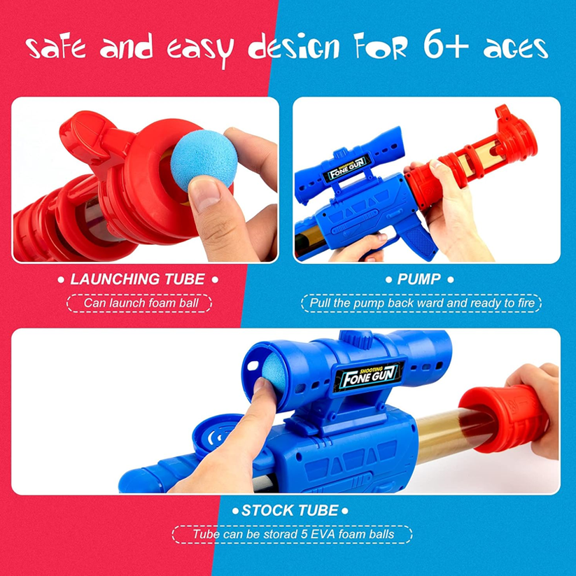 Foam Ball Air-Powered Shooting Game with Target Stand