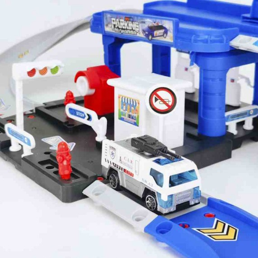 City Police Parking Garage Playset with Toy Cars