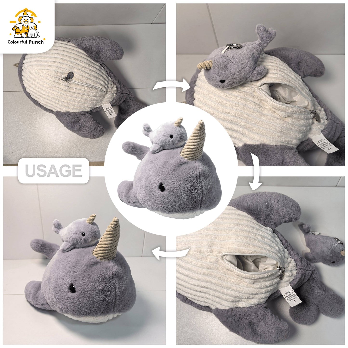 Narwhal Plush Toy with Mini Narwhal Keychain