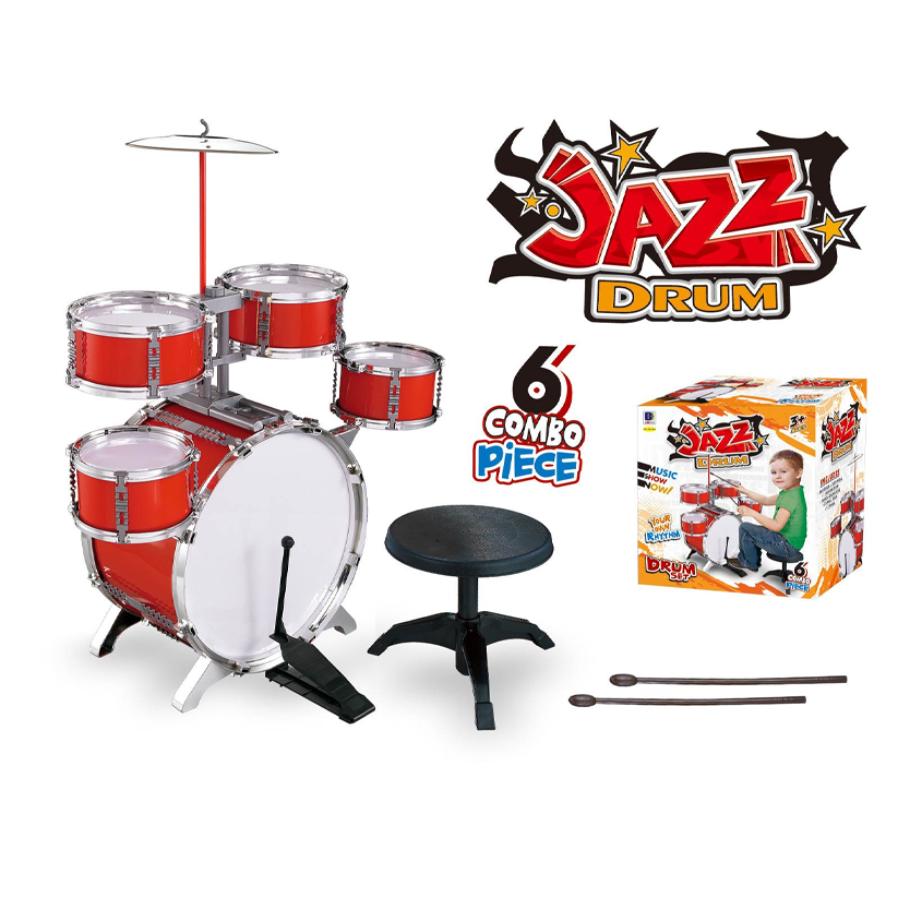 Kids Jazz Drum Set with Stool & Drumsticks
