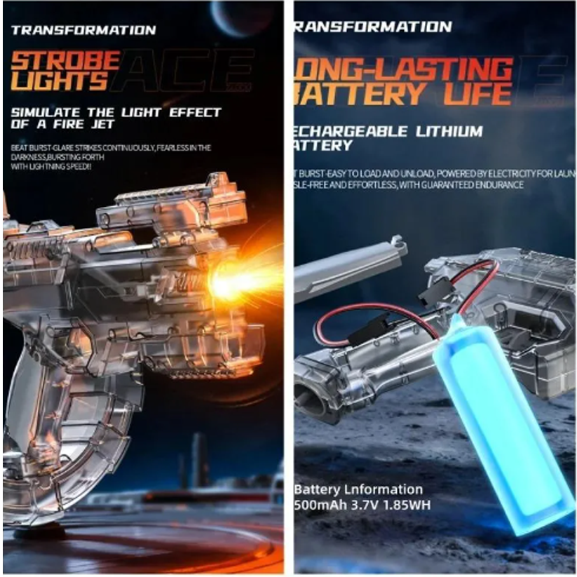 Space Transparent Electric Water Gun with LED Lights