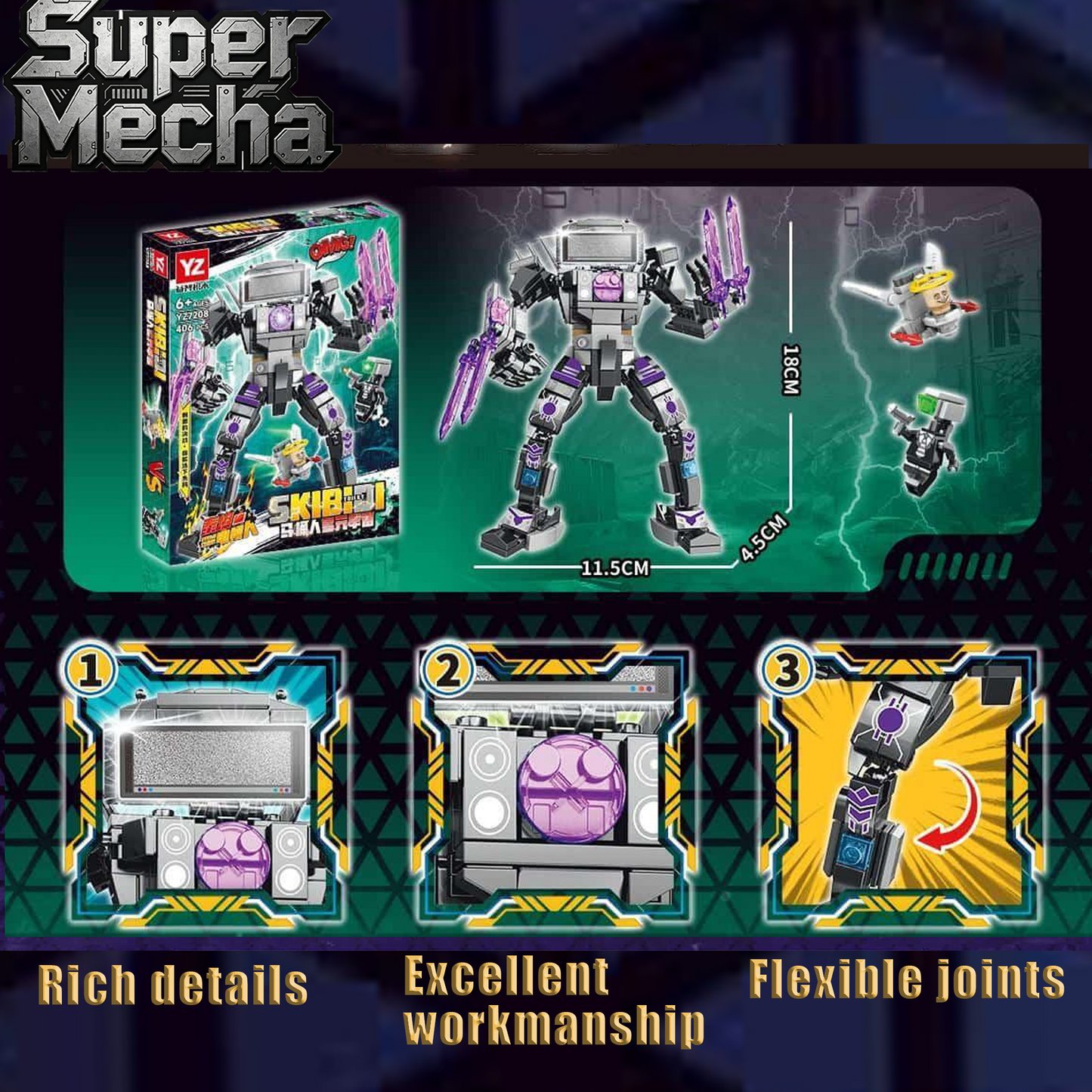 Super Mecha Building Blocks, STEM Toy with Minifigures