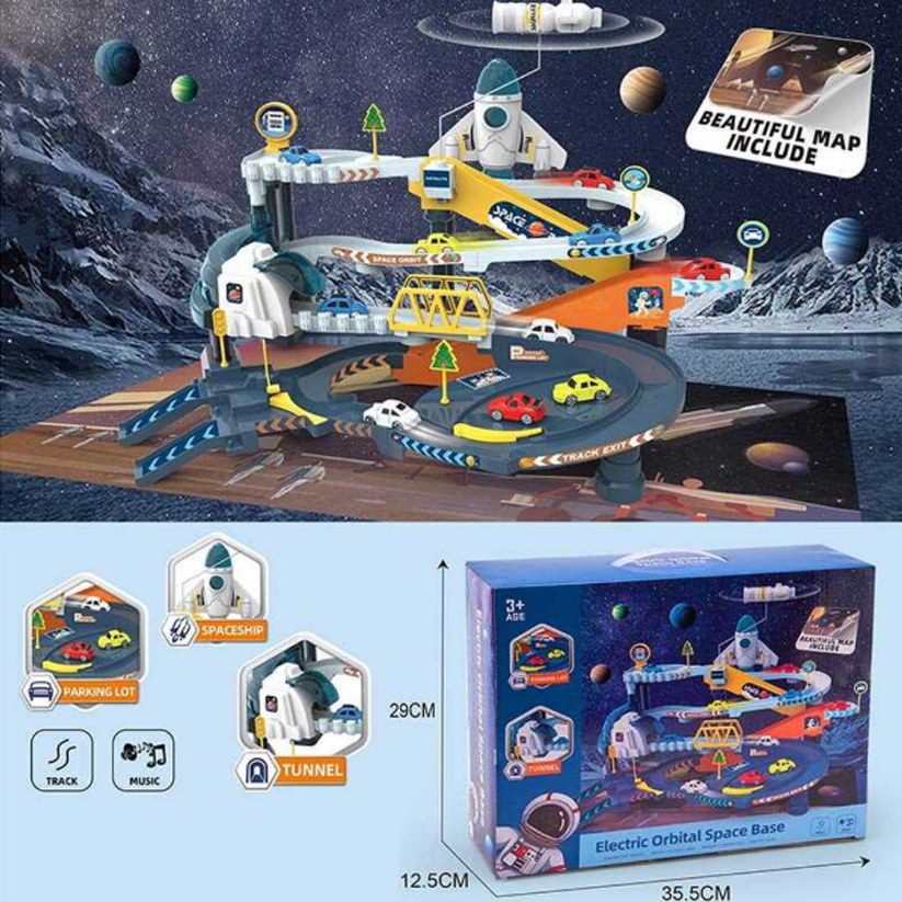 Electric Orbital Space Base Car Track Playset
