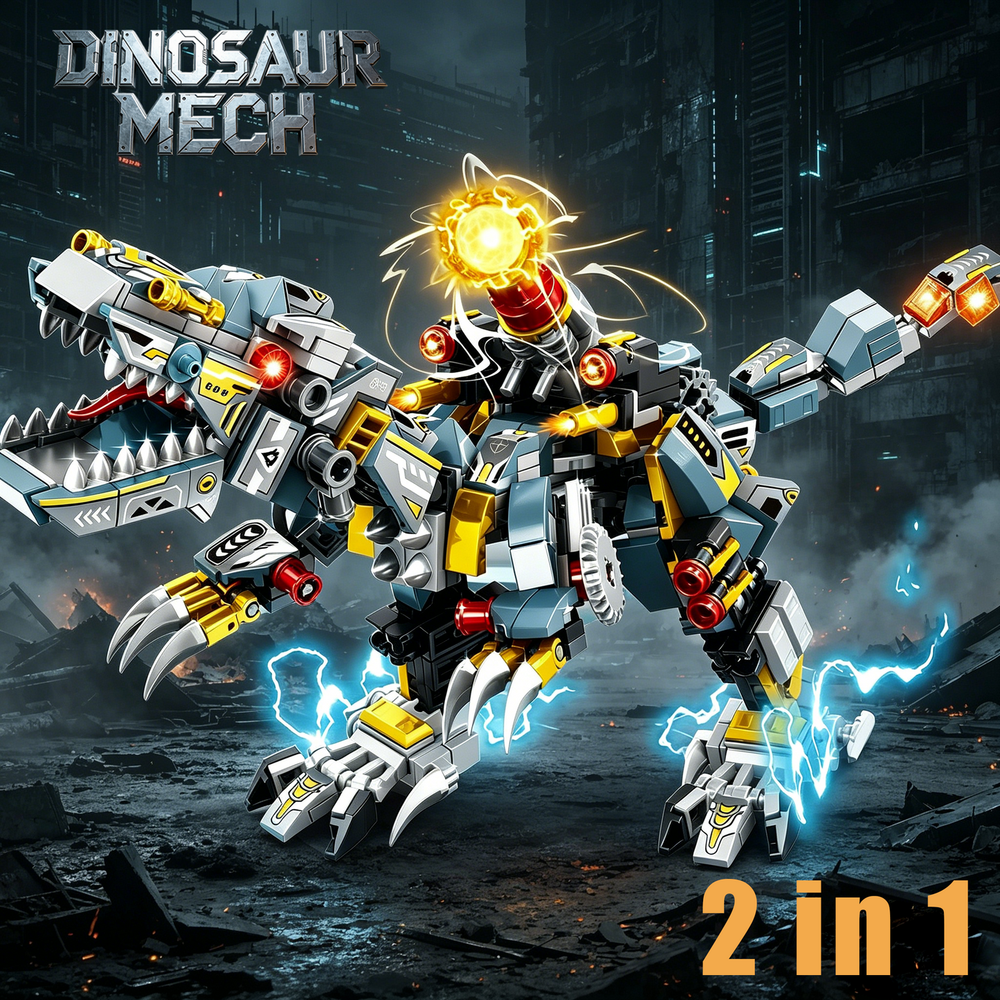 ชุดตัวต่อ Indominus Rex Mecha 2-in-1, ของเล่น STEM สำหรับเด็ก